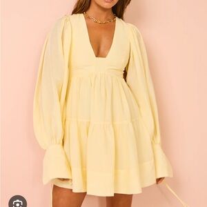 NWOT Shona Joy Limon Long Sleeve Mini Dress In Lemonade